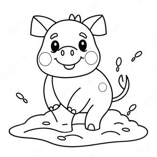 Happy Piggy Playing In Mud Coloring Page 8227-6770