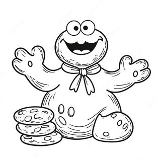 Happy Cookie Monster With Cookies Coloring Page 822-661