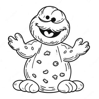 Happy Cookie Monster With Cookies Coloring Page 822-662