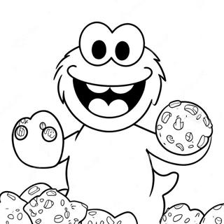 Happy Cookie Monster With Cookies Coloring Page 822-663