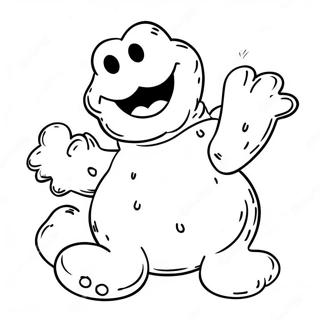 Happy Cookie Monster With Cookies Coloring Page 822-664