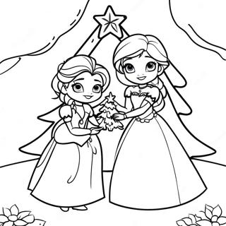 Elsa And Anna Decorating A Christmas Tree Coloring Page 8277-6797