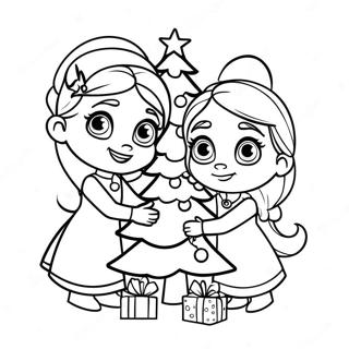 Elsa And Anna Decorating A Christmas Tree Coloring Page 8277-6798