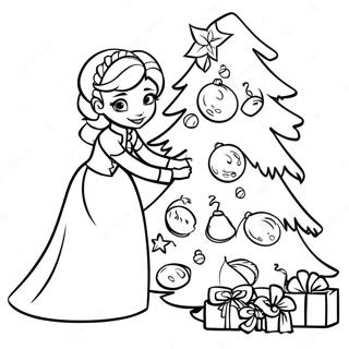 Elsa And Anna Decorating A Christmas Tree Coloring Page 8277-6799