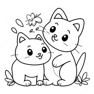 Cute Kittens Playing Coloring Page 8287-6809