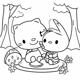 Cute Hello Kitty And Dear Daniel Picnic Coloring Page 8347-6845