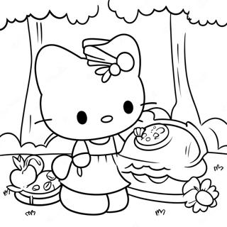 Cute Hello Kitty And Dear Daniel Picnic Coloring Page 8347-6846