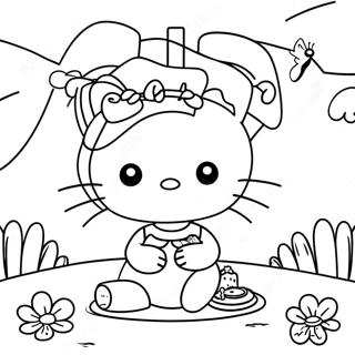 Cute Hello Kitty And Dear Daniel Picnic Coloring Page 8347-6847