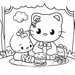 Cute Hello Kitty And Dear Daniel Picnic Coloring Page 8347-6848