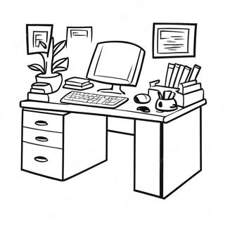 Funny Office Desk Coloring Page 8377-6871