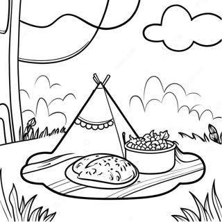 Picnic Scene With Colorful Blanket Coloring Page 8386-6874