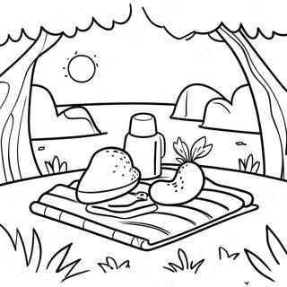 Picnic Scene With Colorful Blanket Coloring Page 8386-6876