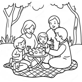 Happy Family Enjoying A Picnic Coloring Page 8387-6877