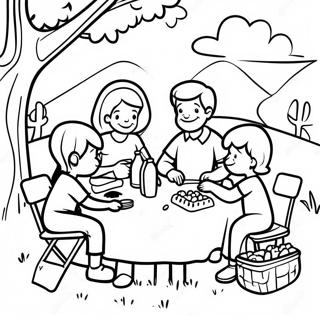 Happy Family Enjoying A Picnic Coloring Page 8387-6879