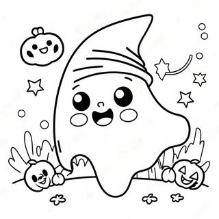 Halloween Kawaii Ghost Coloring Page 8416-6898