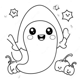 Halloween Kawaii Ghost Coloring Page 8416-6899