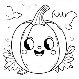 Cute Halloween Kawaii Pumpkin Coloring Page 8417-6901