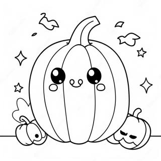 Cute Halloween Kawaii Pumpkin Coloring Page 8417-6903