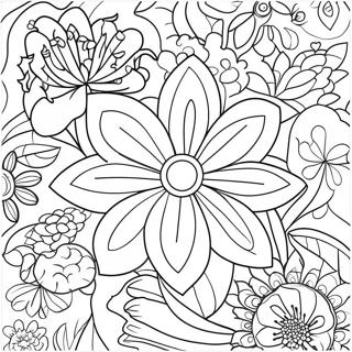 Easy For Seniors Floral Coloring Page 841-670