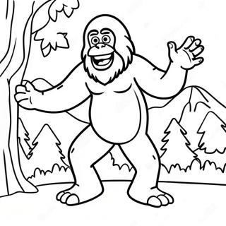 Funny Bigfoot Dancing Coloring Page 8427-6909