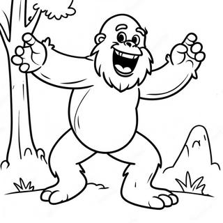 Funny Bigfoot Dancing Coloring Page 8427-6910