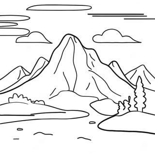 Easy Mountain Landscape Coloring Page 8436-6914