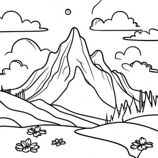 Easy Mountain Landscape Coloring Page 8436-6915