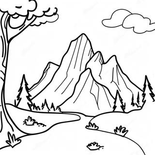 Easy Mountain Landscape Coloring Page 8436-6916