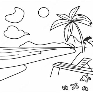 Serene Beach Landscape Coloring Page 8437-6917