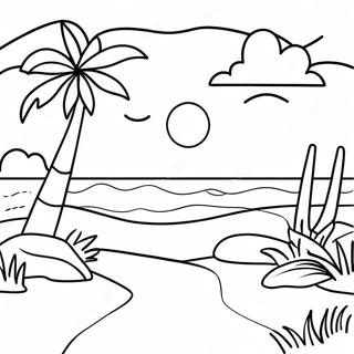 Serene Beach Landscape Coloring Page 8437-6918