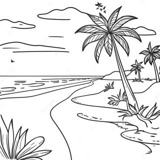 Serene Beach Landscape Coloring Page 8437-6919