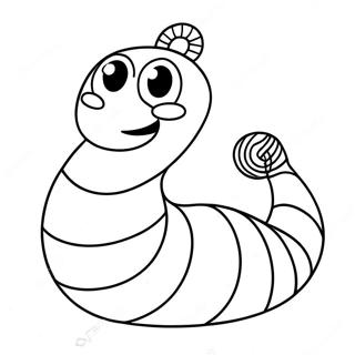 Cute Cartoon Worm Coloring Page 8446-6926