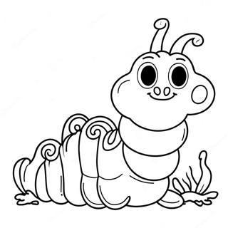 Cute Cartoon Worm Coloring Page 8446-6928