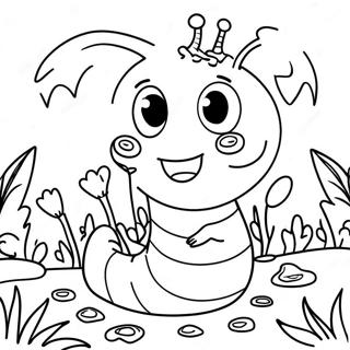 Happy Worm In The Garden Coloring Page 8447-6921