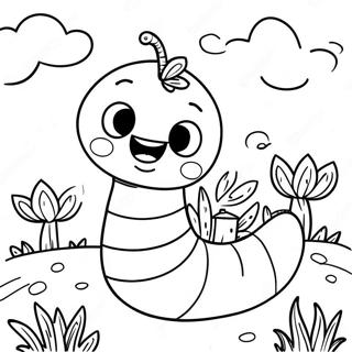 Happy Worm In The Garden Coloring Page 8447-6923