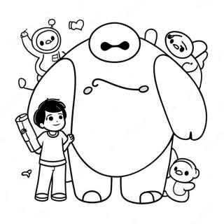 Baymax With Kids Coloring Page 8527-6985