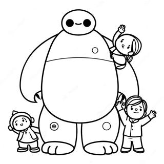 Baymax With Kids Coloring Page 8527-6987