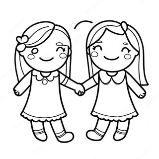 Bffs Holding Hands Coloring Page 8586-7032