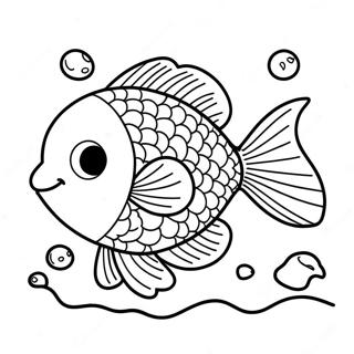 Cute Cartoon Fish Swimming Coloring Page 8607-7049