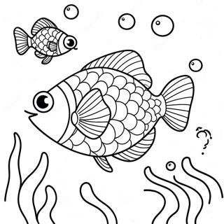 Cute Cartoon Fish Swimming Coloring Page 8607-7050