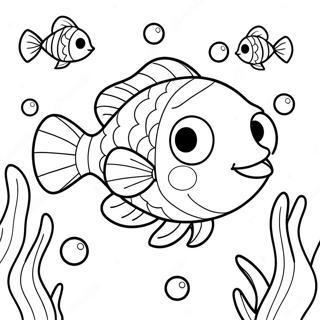 Cute Cartoon Fish Swimming Coloring Page 8607-7051