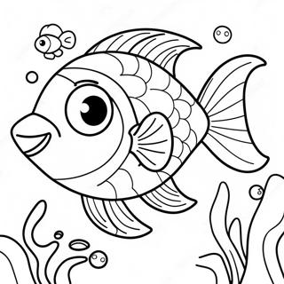 Cute Cartoon Fish Swimming Coloring Page 8607-7052