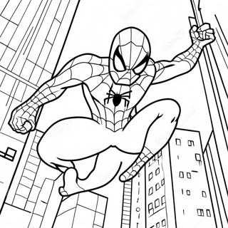 Spiderman Swinging Through The City Coloring Page 862-690