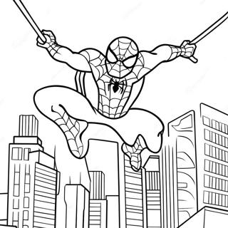 Spiderman Swinging Through The City Coloring Page 862-692