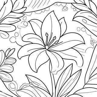 Beautiful Lily Flower In Bloom Coloring Page 8657-7093