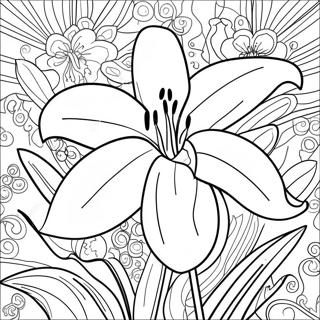 Beautiful Lily Flower In Bloom Coloring Page 8657-7094