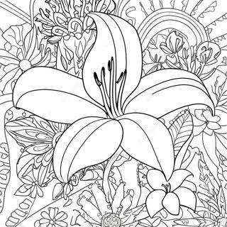 Beautiful Lily Flower In Bloom Coloring Page 8657-7095