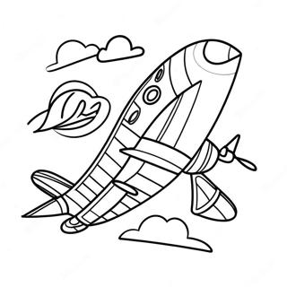 Colorful Airplane Flying Coloring Page 872-698