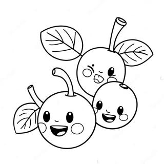 Cute Cherries With Faces Coloring Page 8767-7178