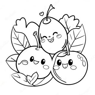 Cute Cherries With Faces Coloring Page 8767-7179